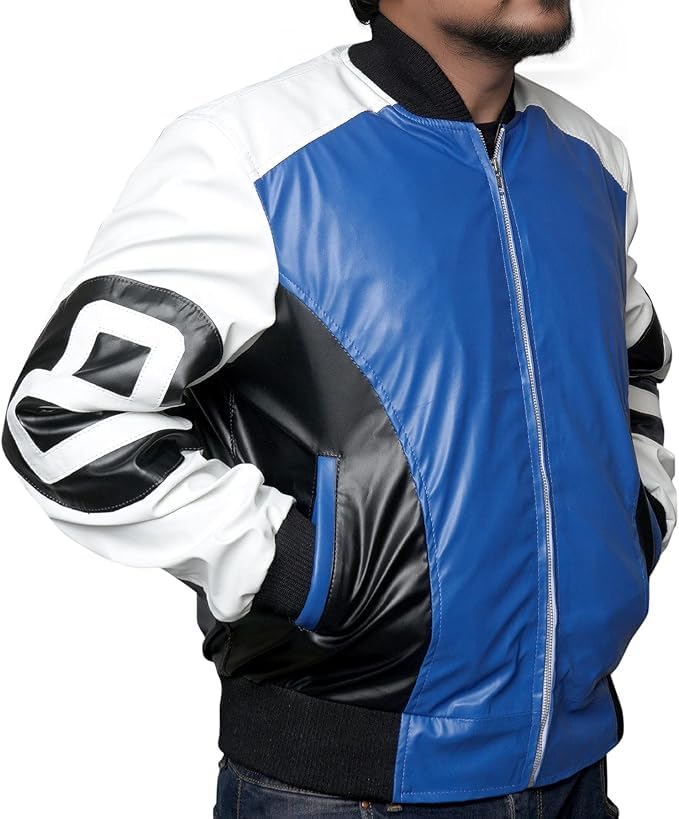 Men's 90's Retro 8-Ball Pool Billiard Bomber Jacket - Faux Leather Vintage Style3