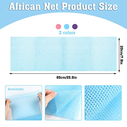 6 Pack African Net Sponge Exfoliating Glove Set, 3 Bath Sponge Body Scrubber Back Scrubber and 3 Pairs Exfoliating Gloves as Stocking Stuffers for Adults - Image 3