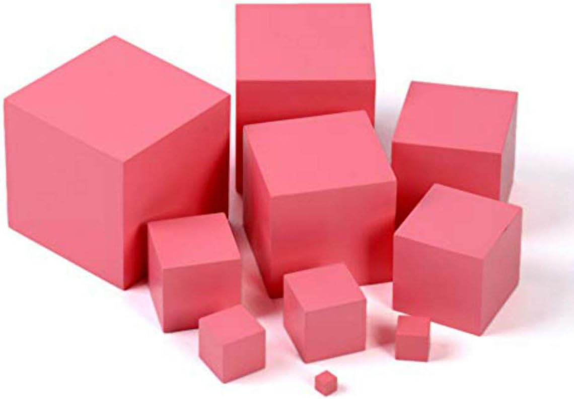 DANNI Preschool Children Math Teaching Aids Montessori Professional Pink Tower Without Stand 1 cm to 10 cm Early Childhood Education Toy