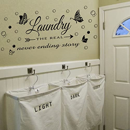 2 Sheets Wall Stickers Laundry Room Vinyl Wall Decal Wash Dry Vinyl Laundry Stickers Laundry The Real Never Ending Story Wall Decal Washer Stickers Quote Wall Art Stickers For Home Apartment Washing Machine Laundry Room Decor Wall Decorations Laundry Room Wall Sticker Home Decor. #TOP2