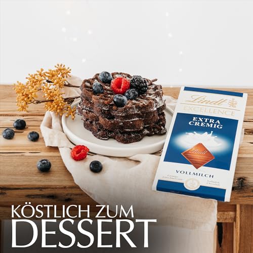Lindt EXCELLENCE Extra Cremig - Vollmilchschokolade | 100 g Tafel | Zartschmelzende Edel-Milchschokolade mit cremig-milchigem Aroma | Intensiver, langanhaltender Geschmack | Schokoladengeschenk