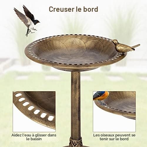 FANTASK Mangeoire pour Oiseaux Debout - Rétro - Un Oiseau sur Bol d'eau - Mangeoire pour Oiseaux Sauvages - pour Le Jardin