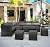 Nestl Outdoor Dining Set - 7 Piece Wicker Patio Set with Outdoor Dining Table, Outdoor Sectional Sofa and 3 Ottomans, Outdoor Patio Furniture Table and Chairs Set (Grey/Grey)