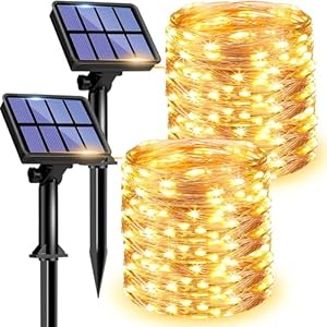 Litogo Outdoor Solar Fairy Lights, 12-Metre String Lights with 120 LEDs, Waterproof, Copper Wire, 8 Modes, Decoration for Garden, Balcony, Patio, Gate, Yard, Wedding, Party, Pack of 2