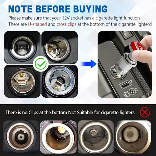 Image of Fire Missiles Button Car Cigarette Lighter Plug, Car Cigarette Lighter Replacement, Aluminum Alloy Push Button Lighter Plug, Standard 12V Fast Heating Power Socket for Auto