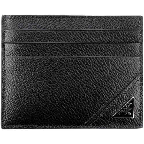 Prada Mens Black Vitello Grain Leather Card Case Holder