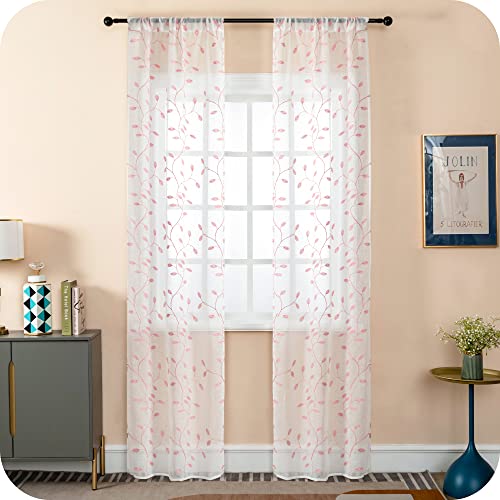 GIRASOLE HOME® Coppia Tende Filtranti in Simil Lino Fantasia Rampicanti