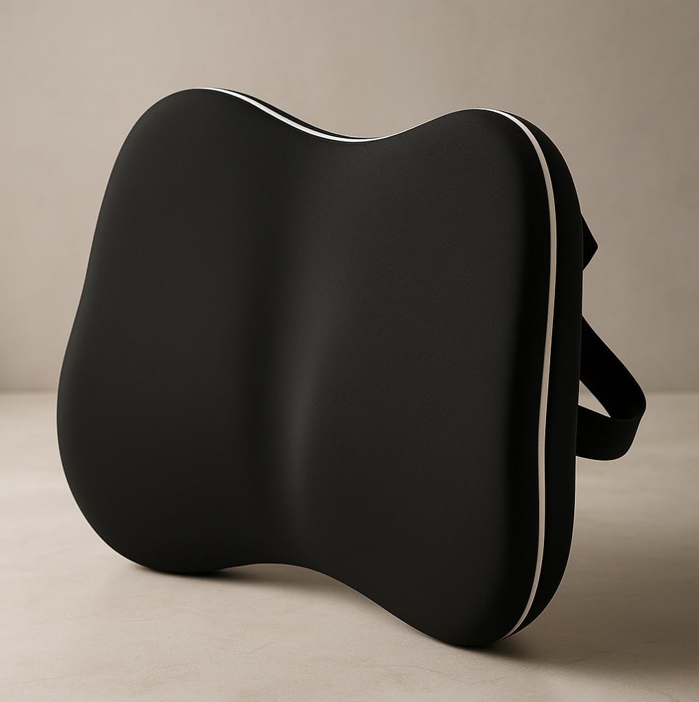 Teemtan Lumbar Support Pillow for Office Chair & Car – Ergonomic Memory Foam Back Cushion with Cooling Cover & Adjustable Strap – Support for Better Posture and Sitting Comfort