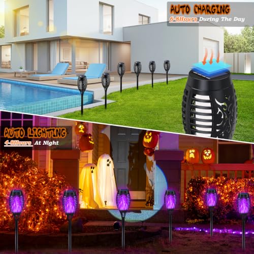 10Pack Purple Solar Halloween Lights for Halloween Decorations Outdoor - image 3