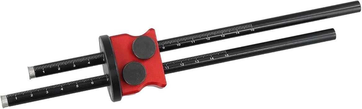 Double Head Wheel Marking Gauge Scriber Ruler for Woodworking - Precision Line Drawing Tool with Metric for imperial Scales - 223mm Aluminum Alloy Layout Aid