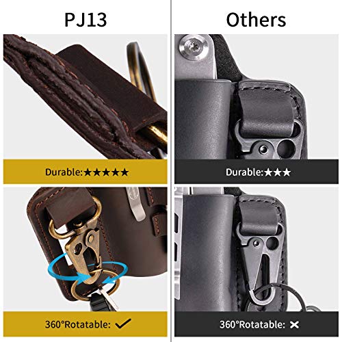 VIPERADE PJ13 Plus Multitool Sheath for Belt, EDC Pocket Organizer for Men, EDC Sheath with Key Holder, Flashlight Holder, Pen Holder, Multitool Leather Sheath for Leatherman (Plus-Black)