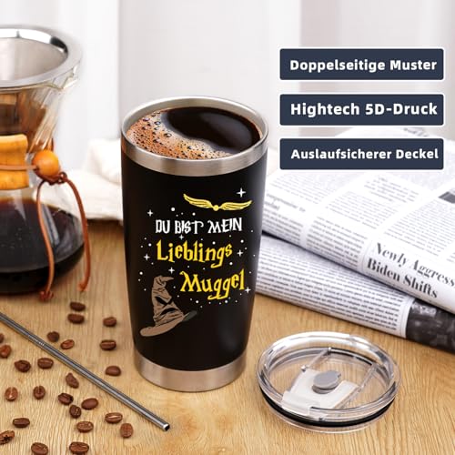 Thermosflasche 500ml Harry Geschenke für Ihn Fanartikel, Tasse Gedruckt Du bist mein Lieblings Muggel, Jahrestag Geschenk für Männer Partner Ehemann, Personalisierte Geburtstagsgeschenk Mann 3