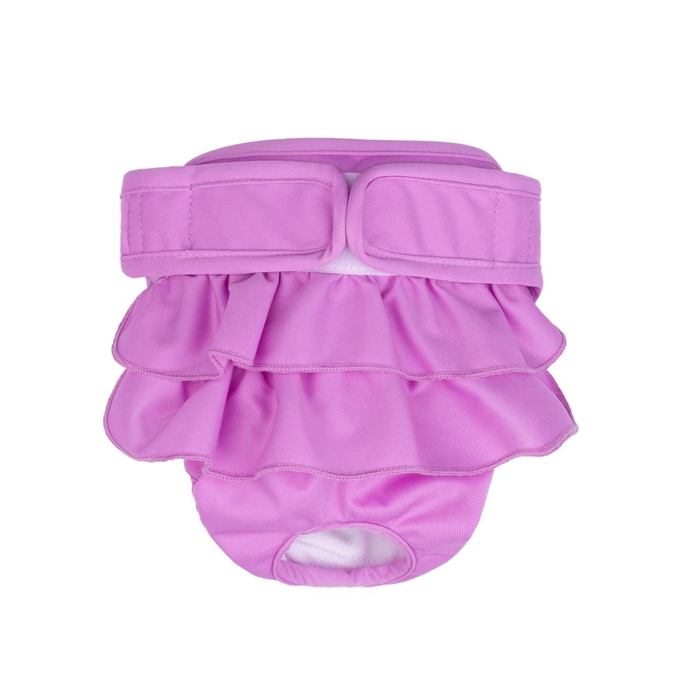 Treer Dog Nappies Female, Soft Absorbent Pet Diapers Breathable Comfortable Puppy Sanitary Pants S-XXL Durable Washable Period Pants for Pet Incontinence/Long Travels (S,Purple)