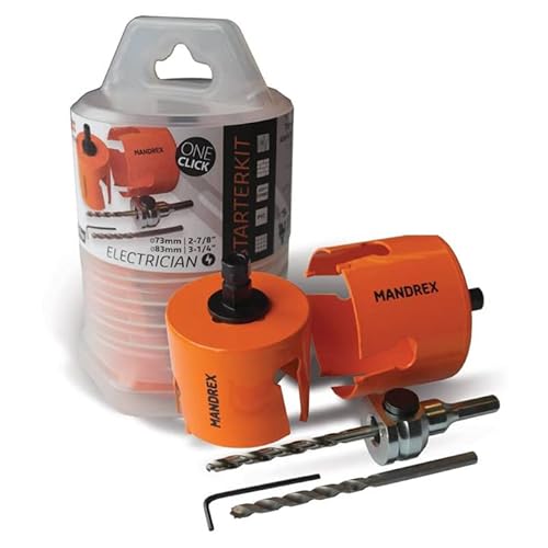 Mandrex | Lochsägen Starter Set SuperXcut mit One Klick Aufnahme für Holz, MDF, Gipskarton & PVC Ø 68 mm | MX200052B