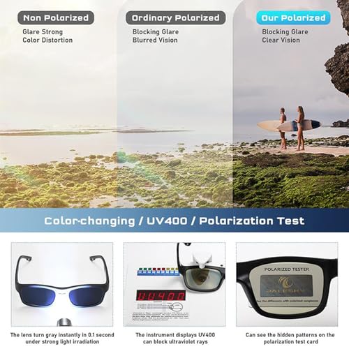 Paleshy 0.1s Auto-Tinting Smart Sunglasses - Photochromic Polarized Aviator for Driving, Cycling, Dual UV400, Glasses Reduction, Unisex All-Weather Glasses4