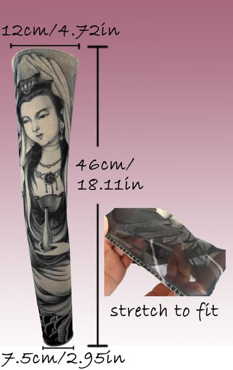 Miniatura 5 de iToolai Mangas temporales de tatuaje para hombres, juego de 8 piezas con protección UV, mangas de brazo falsas sin cordones