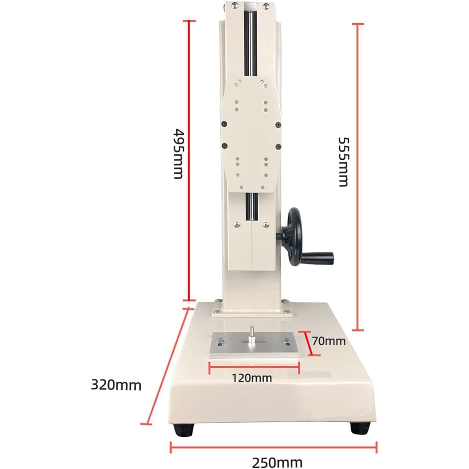Misuratore di Forza Digitale, banco di Prova Manuale azionato da Ruota con Schermo LCD e 5 Morsetti, Uscita Dati e 0-300 mm/11,8", per Prove di trazione in Laboratorio