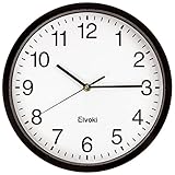 Elvoki 11.5-Inch Wall Clock with Arabic Numerals, Black and White