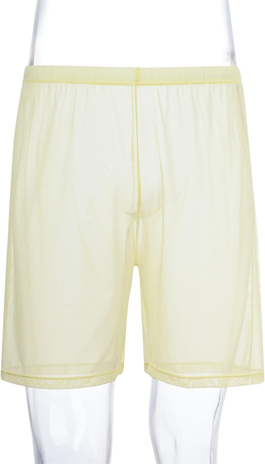 Mens Mesh See Through Underwear Transparent Breathable Boxer Short Sexy Sheer Loose Lounge Shorts - Image 2