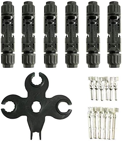 PowMr MC4 Solar Panel Cable Connectors 6 Pairs MC4 Male/Female IP67 with MC4 Tool Wrenches for Connecting Solar Panels,Solar PV Wire (6 Pairs MC4 connectors+Spanner)