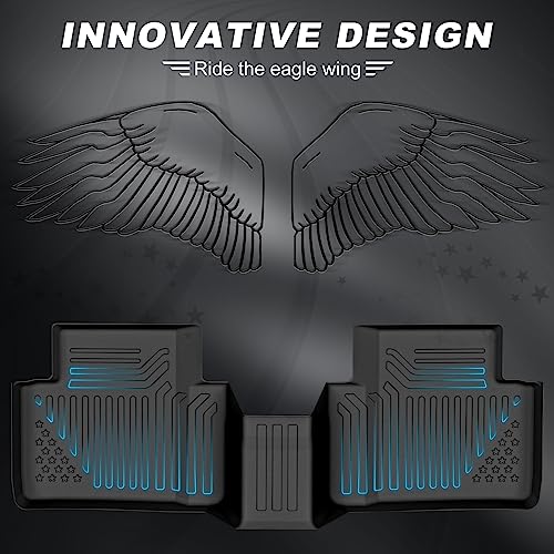 Jdmon Floor Mats Compatible With 2021-2023 Jeep Grand Cherokee L (6-Passenger Seating Models With 2Nd Row Bucket Seats Without Center Console), All Weather Custom Fit Floor Liner Black #TOP2