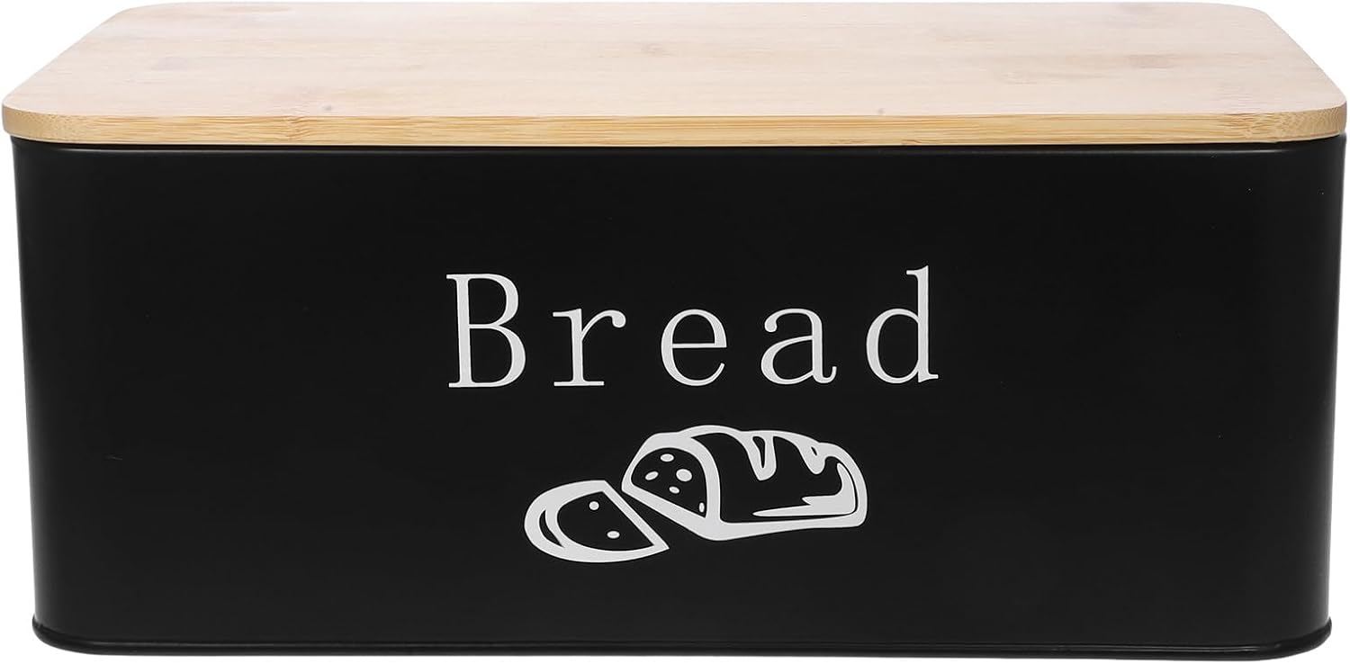 TOYANDONA Bread Box for Kitchen Countertop Black Bread Container with Ventilated Fresh-keeping Design Dustproof Food Storage Bin and Kitchen Organization