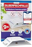 Patronus Silberfischfalle [9 Stück] - Monitoring-Klebefalle mit giftfreiem Köder inkl. E-Book zum Thema: Silberfische bekämpfen - Papierfisch-Falle für alle Wohnräume zur Befallsermittlung