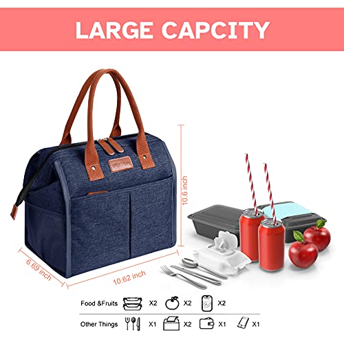 Lunch Bag For Women & Men, Large Insulated Lunch Box Cooler Tote Bags, Adult Reusable Lunch Boxes For Work, Travel And Picnic (Blue) #TOP2