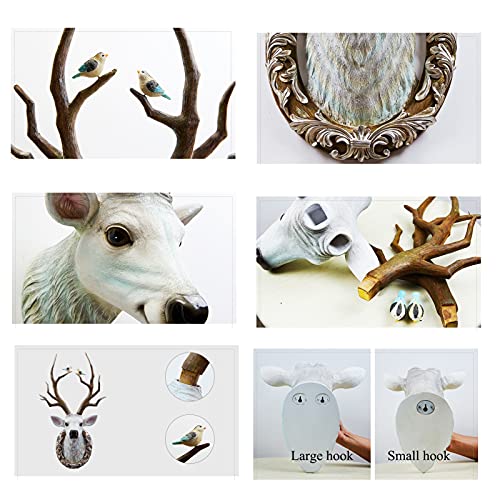 Wall Decor Stag Head Sculpture,Wall Mounted Artificial Deer Head Faux Taxidermy Animal Head Wall Art,Wall Sculpture Handicrafts Antlers Resin Wall Decoration (Color : Yellow, Size : 52X88X32Cm) #TOP4