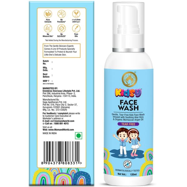 Mom & World Kidsy Face Wash Tear Free, 120ml + Kids Sunscreen Spray SPF 50 1