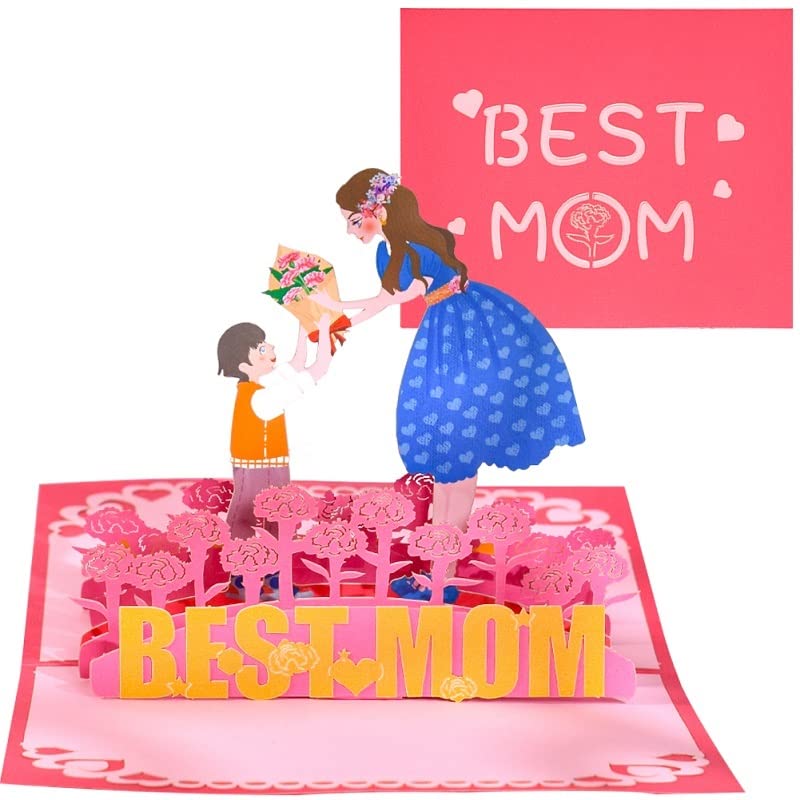 Glückwunschkarte 3D glückliche Muttertagskarte von der Tochter Sohn 3d Geburtstagsgrußkarten for beste Mutter (10er Packung)