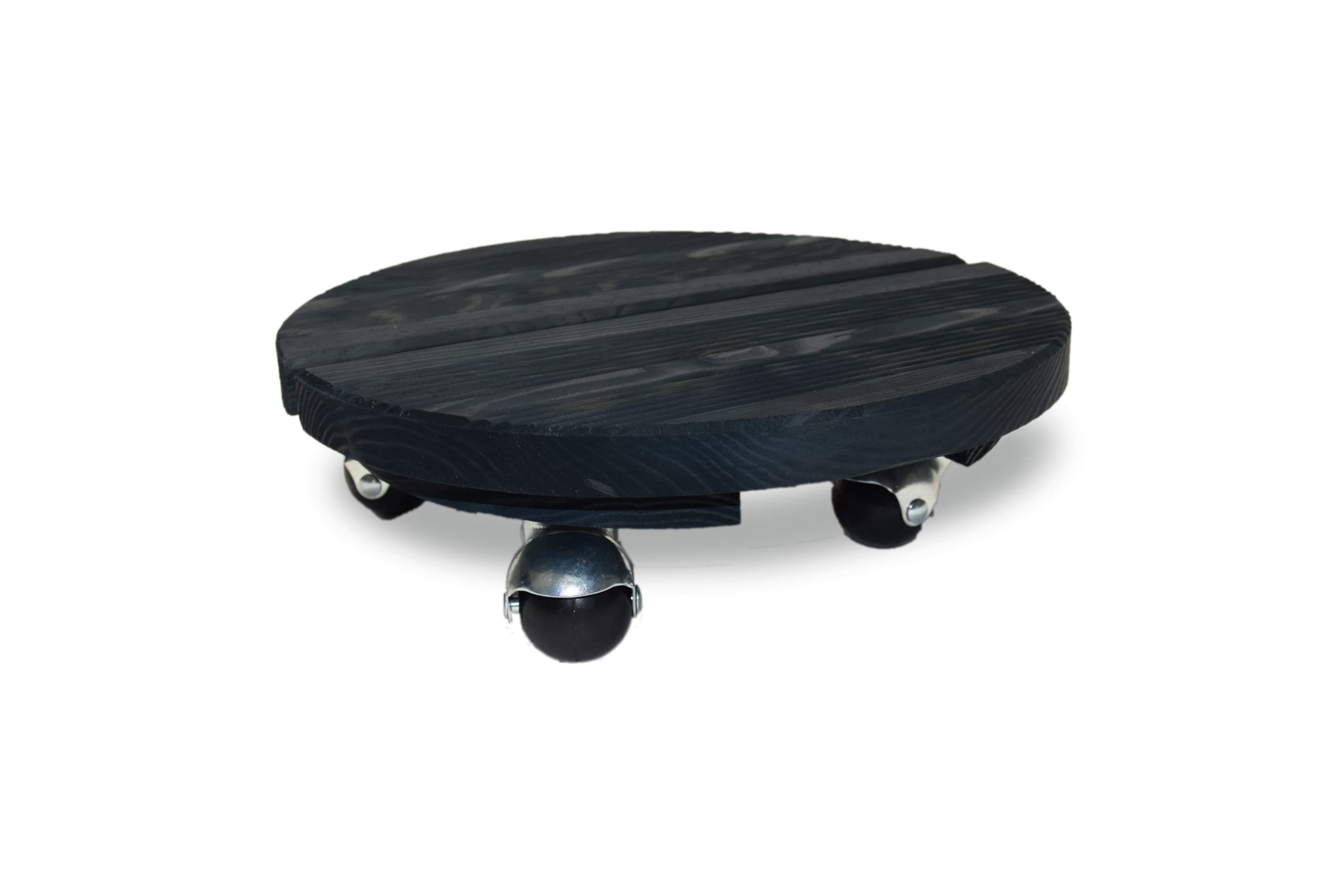Roule plante bois rond 30 cm anthracite de fabrication française pour pot haut de gamme