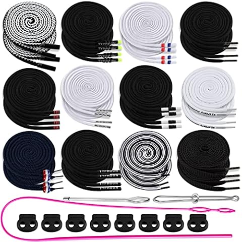 FFNIU 24 Pack Replacement Drawstrings for Sweatpants Shorts Hoodies with Flexible Threader, Black or White Universal Drawstrings for Jackets Coats Pants Swim Trunks Shoe Laces Tote Bags 51" Long Cover
