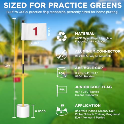 image for KINGTOP Miniature Golf Flagstick, Practice Putting Green Flags for Yar