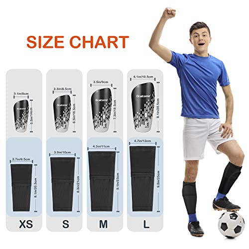 Ocatoma Soccer Shin Guards For Kids Youth,Eva Cushion Protection Reduce Shocks And Injuries,Soccer Equipment With Hard Protective Shell,Soccer Shin Pads And Shin Guard Sleeves For Boys Girls(M, Bk/Gy) #TOP2