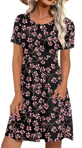 Image of LONGYUAN Womens Long Sleeve Dresses Casual Loose Fit Swing Dress Hide Belly with Pockets