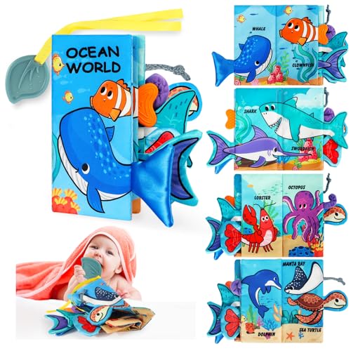 Image of Baby Books for Shower Gift, Baby Books 0-6 Months, Baby Crinkle Books, Tummy Time Toys, Baby Boys Girls Books, Early Learning Stroller Toy, Touch and Feel Books for Newborn, Infant Toys Developmental