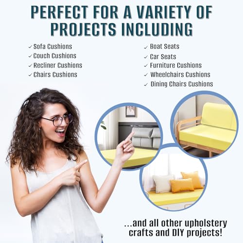 High Density Upholstery Foam, 3 x 32 x 79 Inch, Yellow Polyurethane Sheet by M Mute Touch - Used condition - Image 5