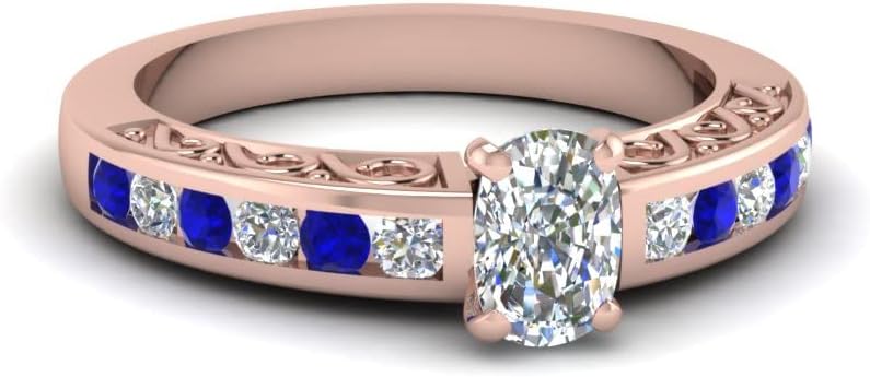 Choose Your Gemstone Fretwork Wave Ring Rose Gold Plated Cushion Shape Vintage Engagement Rings Ornaments Surprise for Wife Symbol of Love Clarity Comfortable US Size 4 to 12