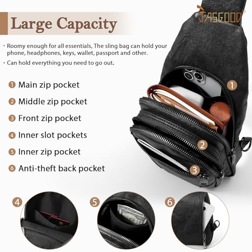 Image of JASGOOD Anti Theft Small Sling Bag for Women Leather Fanny Packs Crossbody Bags Trendy Anti-Theft Sling Purse for Travel