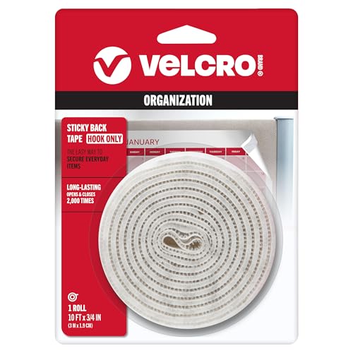 Image of VELCRO Brand - Sticky Back Fasteners - Hook Only | Perfect for Home or Office | 10 ft x 3 /4 in Tape | White