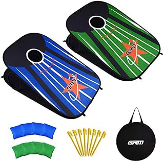 GRM Cornhole Game Set, Cornhole Boards Collapsible Portable Outdoor Indoor Game Bean Bag