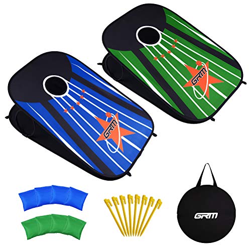GRM Cornhole Game Set, Cornhole Boards Collapsible Portable Outdoor Indoor Game Bean Bag