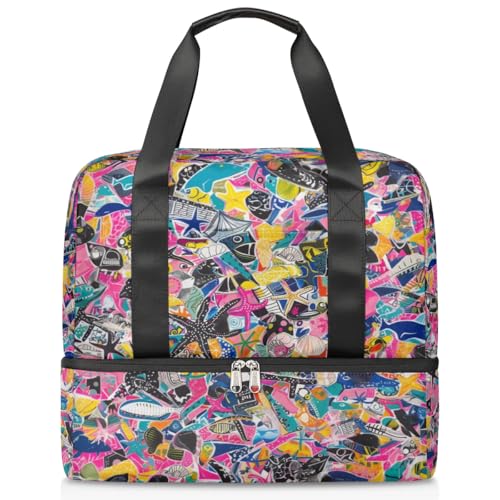 Bolsa de lona deportiva unisex de 21 L con compartimentos para fin de semana y yoga