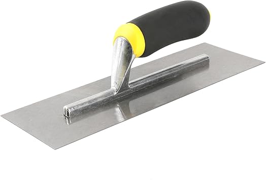 Carbon Steel Plastering Trowel - 12" x 4", Soft Grip Handle, Normal Polish