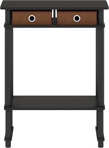 Miniatura 6 de Furinno Turn-N-Tube - Mesa consola de pasillo alta y ancha con contenedor, color expresomarrón