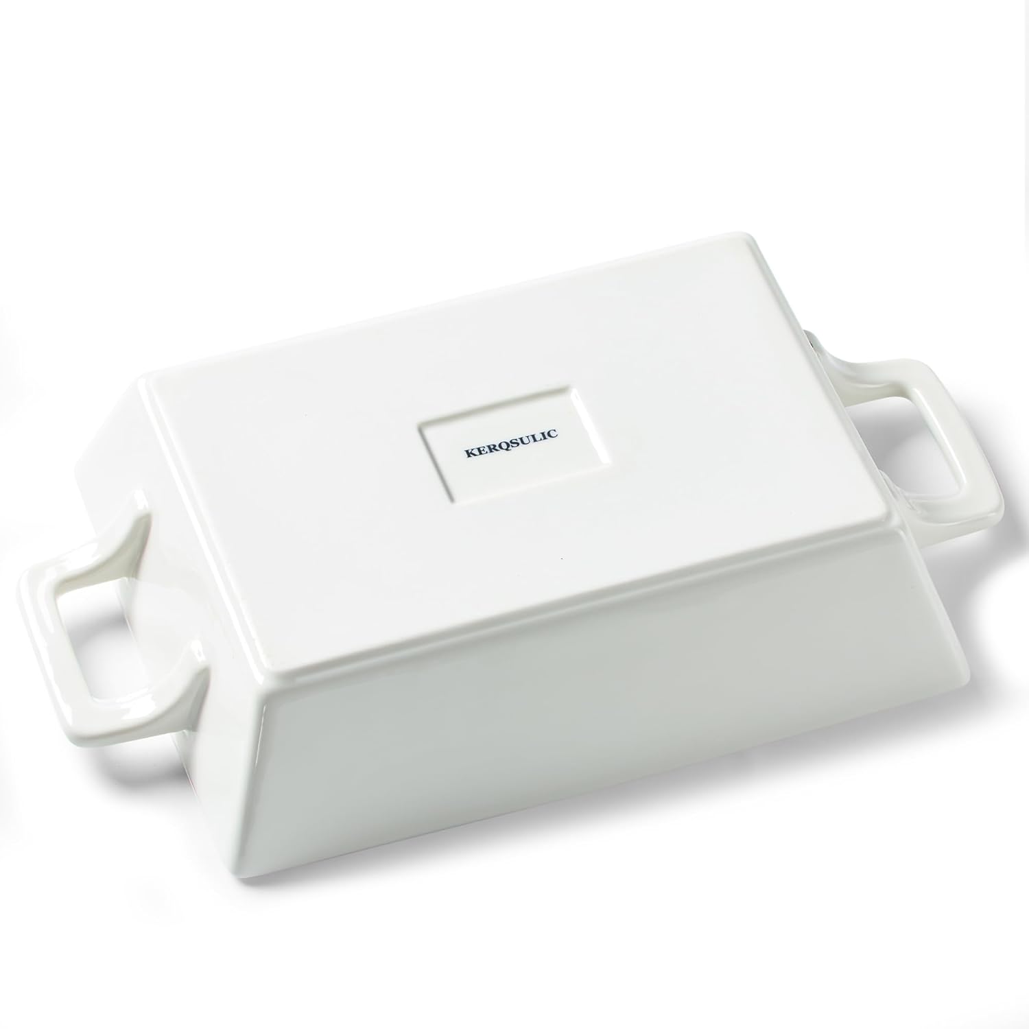 1.8 Qt Rectangular Ceramic Baking Dish, 9.9x7.5 Inch Deep Casserole Lasagna Pan with Handles for Cooking, Roasting, Serving, and Daily Use, Safe for Oven Microwave Dishwasher Freezer