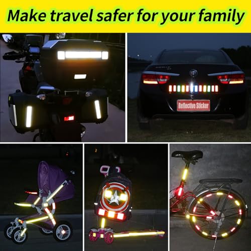Image of PHIXBEAR 20 Pcs Super Reflection Reflective Stickers, Safety Reflective Tape for Car Bike Mailbox Helmet, White Reflective Tape Outdoor Waterproof 3.15 inch X 1.18 inch