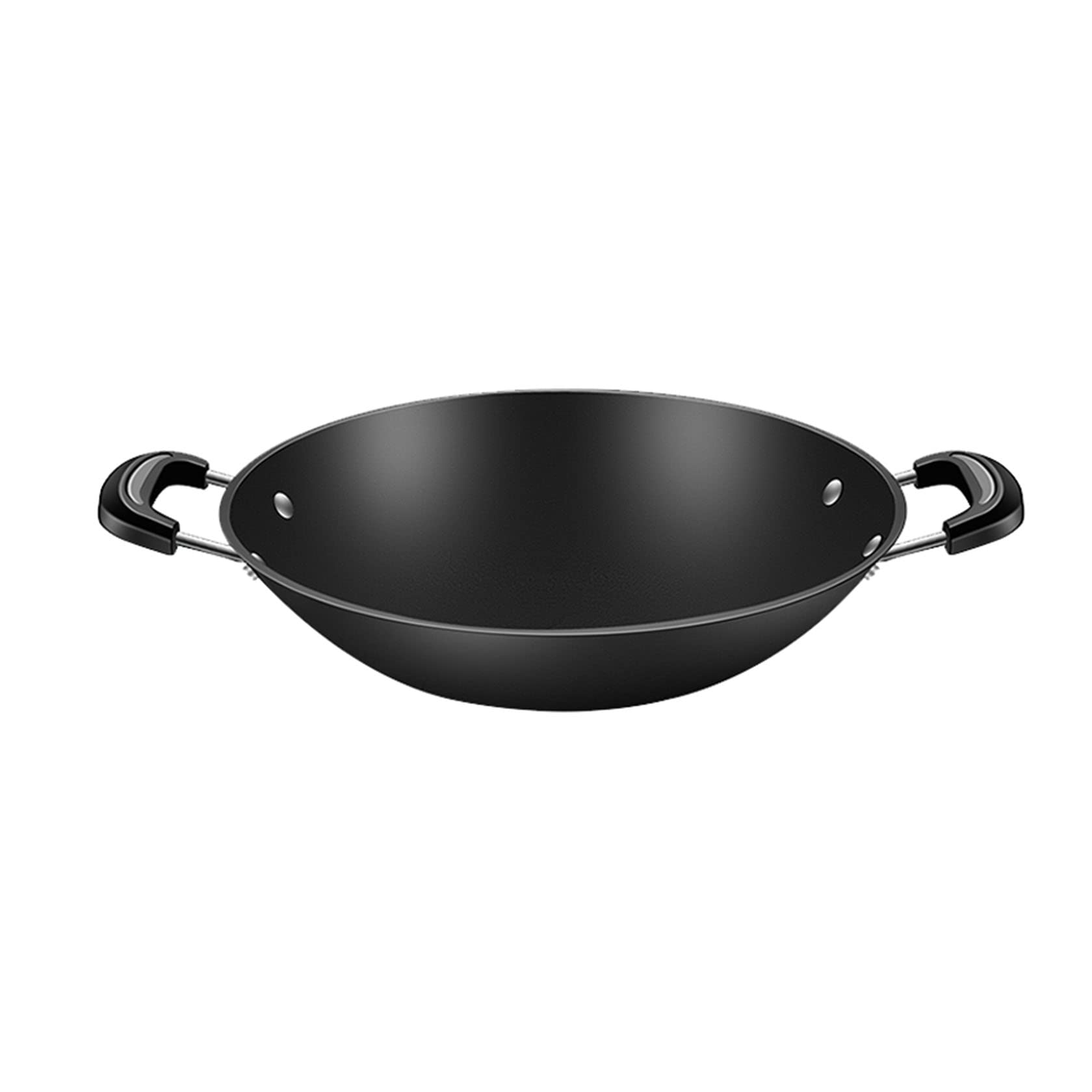 Wok in ghisa, stile antico, pentola binaurale tradizionale in ghisa, Without lid-φ34 cm