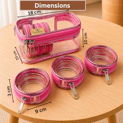 Image of Trendifly Set of 5 Transparent PVC Bangle Bracelet Chudi Case Organiser Box Pouch for Women | Multipurpose Travel Jewelry Earrings Rings Chain Storage Organizer